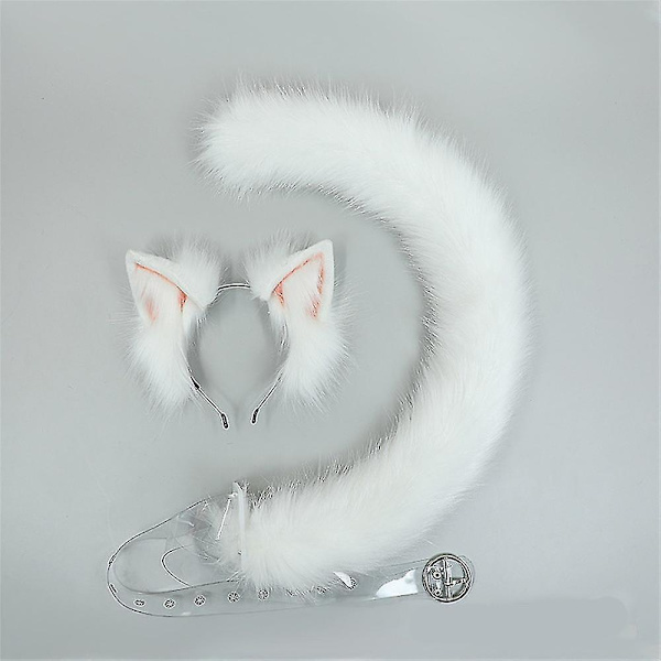 Plush-kissat korvat Realistinen Lolita-pääpanta Kissanhäntä Cosplay-tarvikkeet Käsintehty Simuloitu Eläimen Korvat Halloween-pääpanta Kawaii 1 Set Black Dot