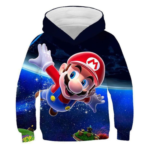 Super Mario Print Kids Hoodie Sweatshirts Långärmad Hood Pullover Sport Toppar D 5-6 Years
