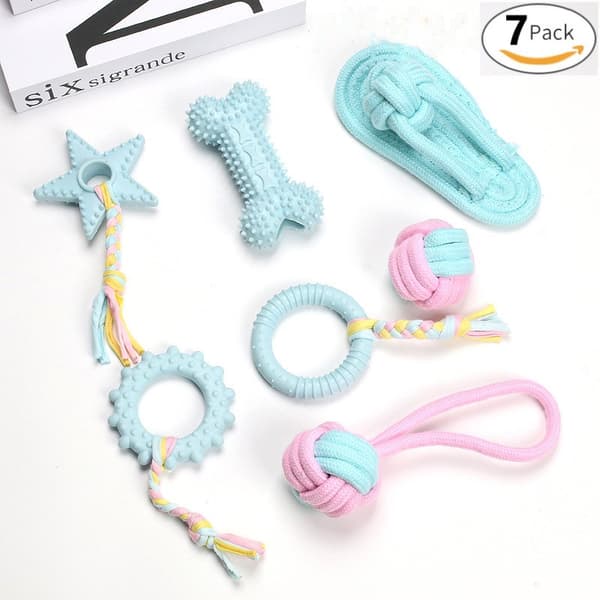 Interactive Pet Toys - Phoesky - 7 Pack - Bite Resistant - Cotton Rope - TPR