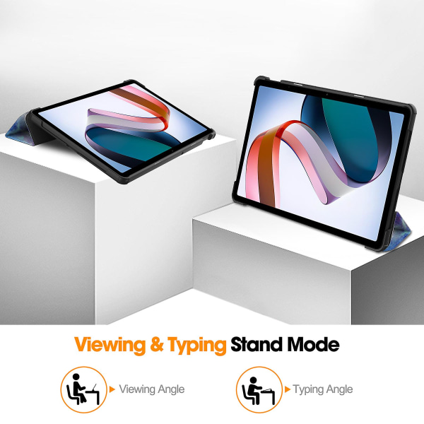 Tabletskydd i PU-läder för Xiaomi Redmi Pad SE med mönstertryck och stativ