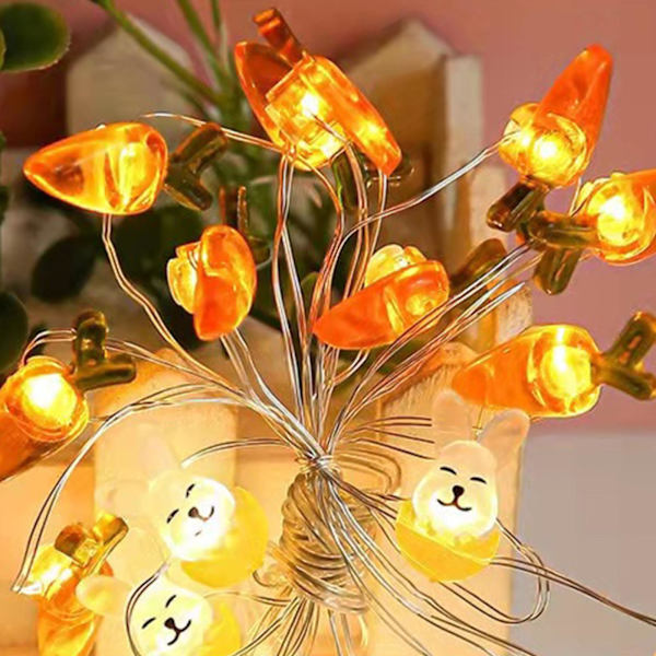 Meterlampa Sträng Påskdekoration Ägg Kanin Form Ljussträng Led Ljus Pvc Flerfärgad Vanlig Batterilåda Dekorera 2 meter 20 lights