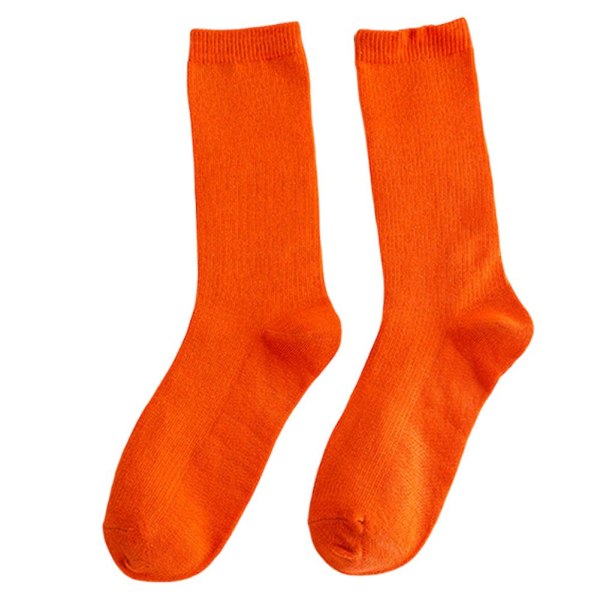 Färgglada strumpor Tunna bomullsstrumpor Mjuk Andas hög elastisk strumpa för vuxna barn Orange Child