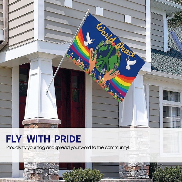 Fredsflag, Peace Dove World Peace Sign Symbol Flag til terrasseplæne Hjem Udendørs Decor F
