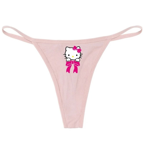 Hellokitty Ren Bomull Tunn Rem Sexig Stringtrosa Låg Midja Sömlös Anime Tecknad Kuromi Underkläder för Kvinnor Enkla Ribbade T-trosor ROSA 9 PINK 9 M