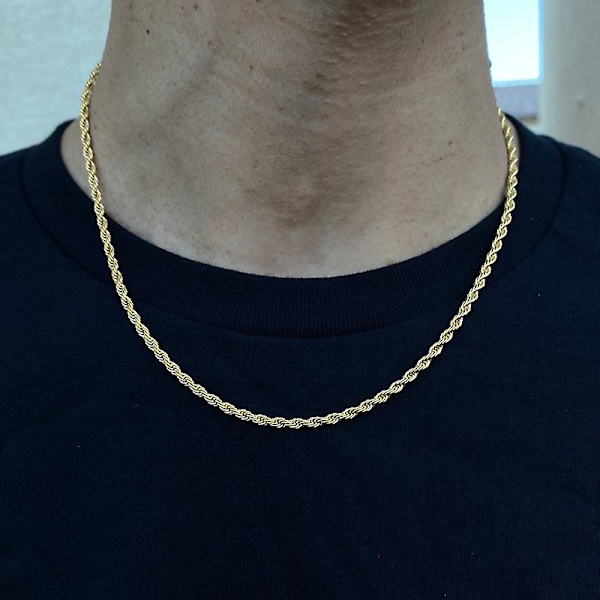 2023 Mode Reb Kæde Halskæde Mænd Temperament 3mm Bredde Rustfrit Stål Kæde Halskæde Til Mænd Smykker Gave gold 20inch(50cm)