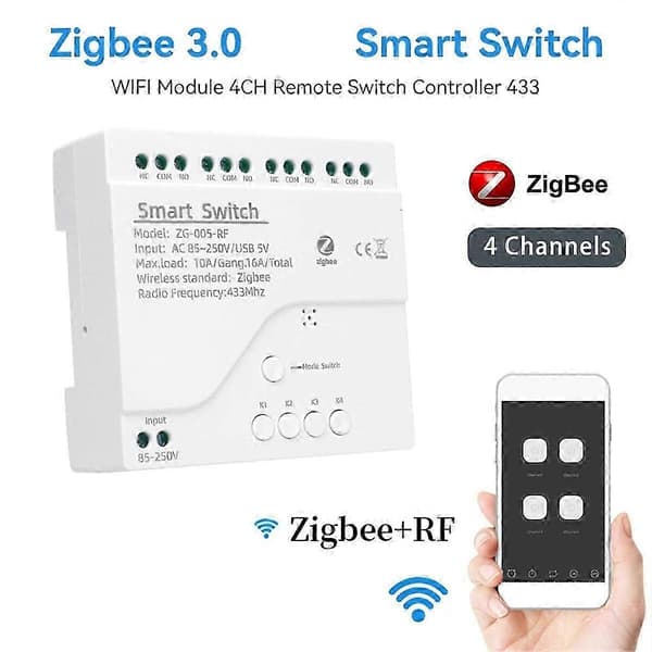 4-kanavainen Tuya ZigBee -älykytkinmoduuli