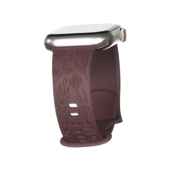 Passar iwatchS9 876SE Apple Watch armband präglat liten ros silikon Ros - rökig lila Rose - smoky purple 42/44/45/49mm
