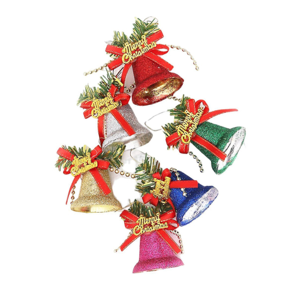 6st Julklockor Festlig Ljus Färg Dekorativt Glittrande Xmas Tree Hängande Jingle Bells För Hem L