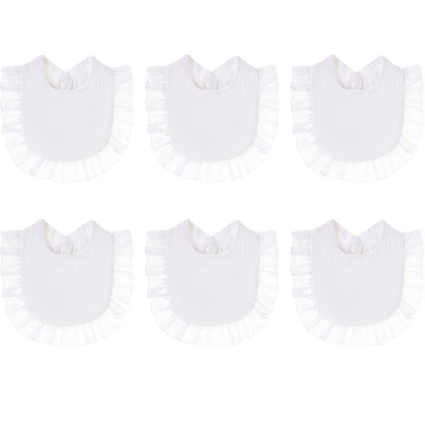 6-pack Baby Bomulls Haklappar för Dregel White