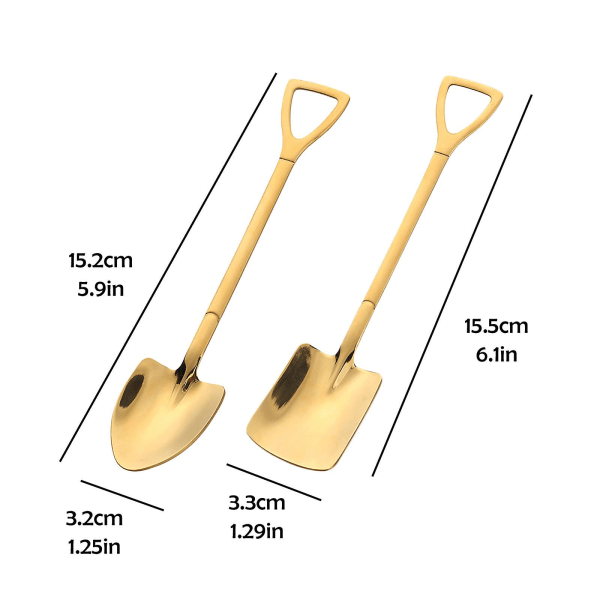 2 stk. Rustfritt Stål Langskaftet Skje Retro Skovl Skje Dessert Kaffeskje 2sets