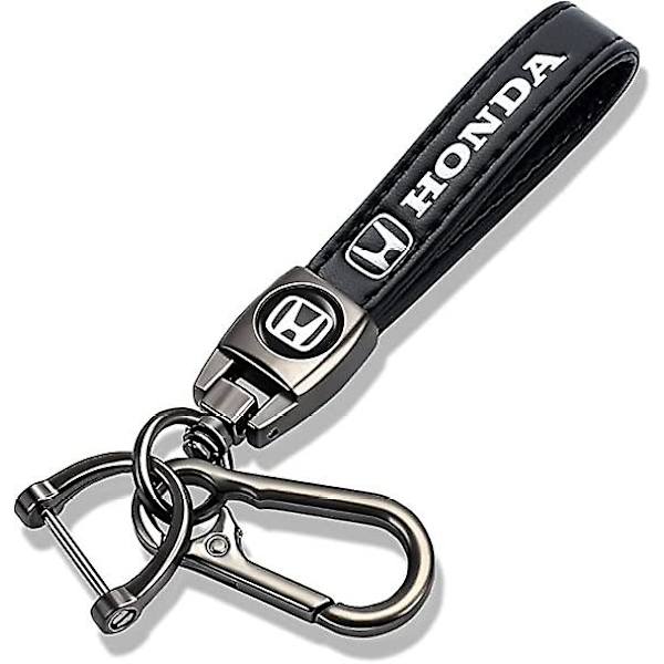 Kompatibel med Honda Ægte Læder Bil Logo Nøglering Kompatibel med Mænds og Kvinders Nøglering Nøglering Sorte Tilbehør