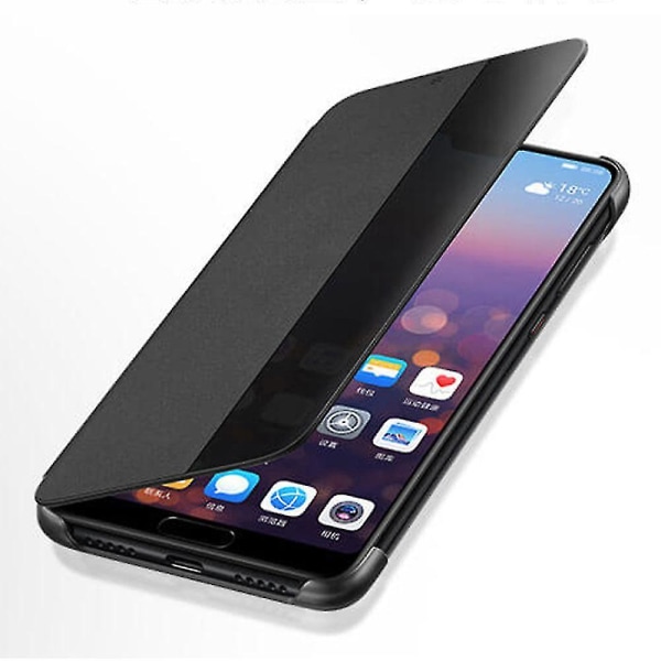 Applicera på Smart View case för Huawei P20 Lite Auto Sleep Wake Up Phone Flip Cover Case för H For P20 For Dark Grey