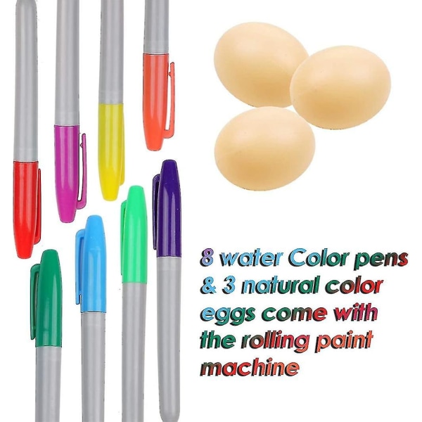 Påskeægsdekoratør påskeægsspindedekorationsmaskine Batteridrevet dekorationssæt med 8 farverige ikke-giftige markører påskelegetøj til børn