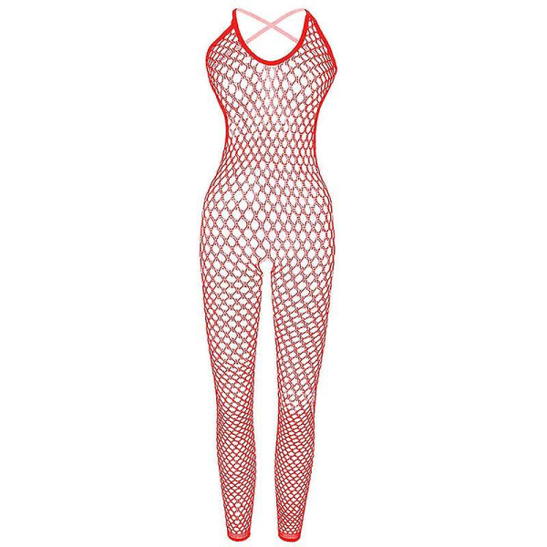 Sexet kvindelige netstrømpebukser Body Suit Strømper Slynge Bamser uden skridt Bamse Bodysuits Bodystrømper Dame Lingeri white
