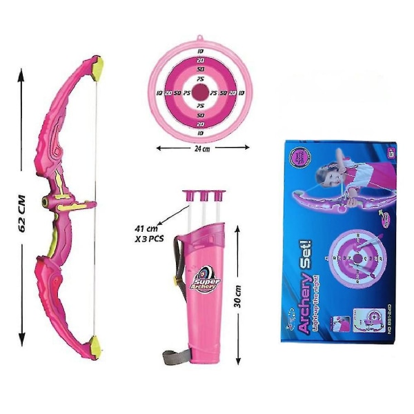 Foldbart bue- og pilsæt Belysning Bueskydningslegetøj Skydekonkurrencelegetøj til børn Drenge Pink