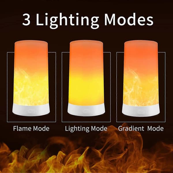 2 pcs Night Light, Flame Effect Lamp, LED Flame Effect Lamps with Remote Control, USB Rechargeable, Flame Effect LED Light for Party, Room, Fa