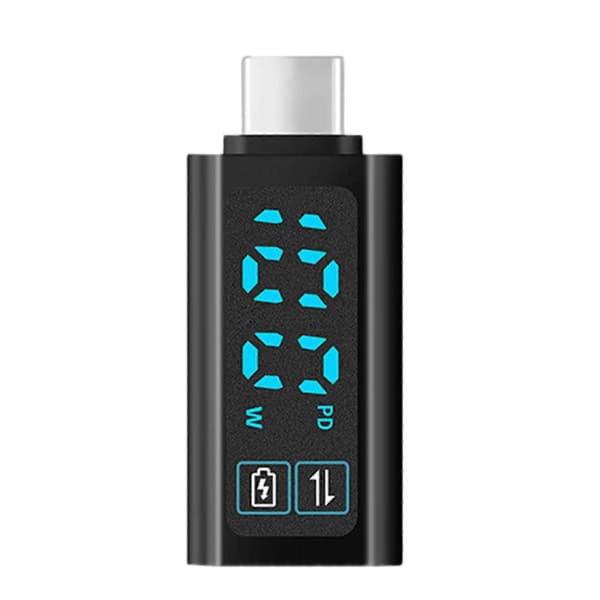 Type C-adapter 100W Ladekapasitet Synlig Strømdisplay Kobling USB C Hurtigladeadapter Konvertere Blue font