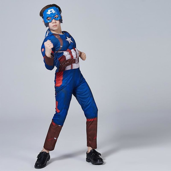 Barn Captain America Muskel Kostume Superhelt Captain America Cosplay Kostume Skjold Halloween Karneval Kostumer Til Børn height 125-135cm