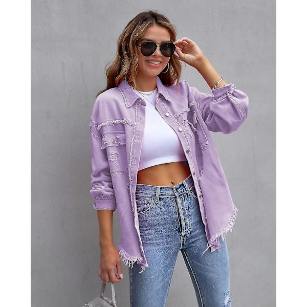 Snygga och hållbara denimjackor för hemmet, semester, resor och shopping XL Ljuslila