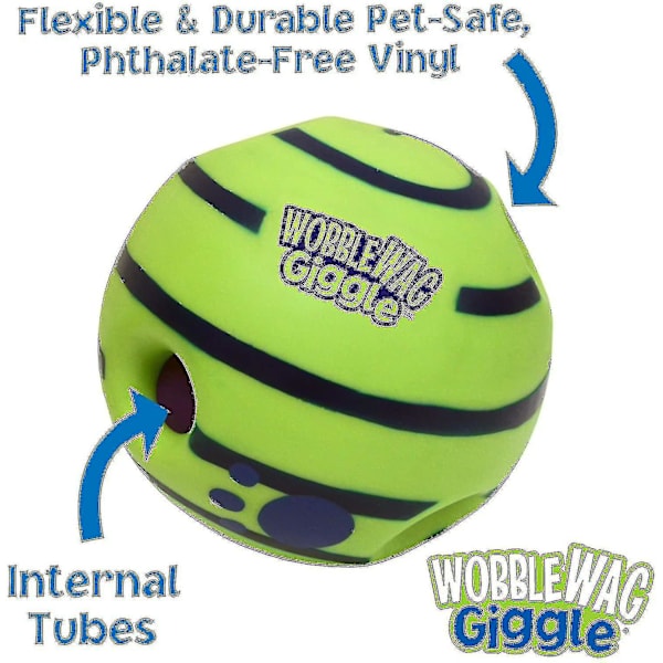 Wobble Wag Giggle Ball, Interaktiv Hundefile, Morsomme Latterlyder, 14cm