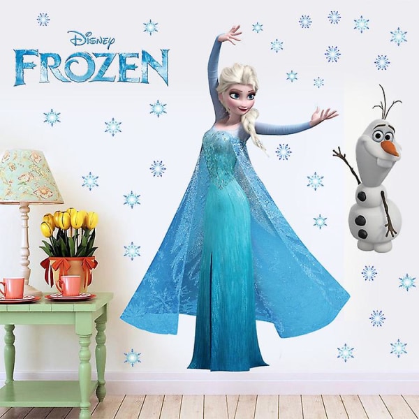 Tegneserie DIY Frozen Princess Elsa Anna veggklistremerke jente barnerom bakgrunnsdekorasjon A101