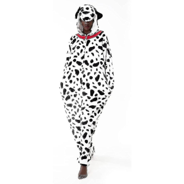 Snug Fit Unisex Vuxen Onesie Pyjamas Animal One Piece Halloween Kostym Sovkläder-r Dalmatian Small