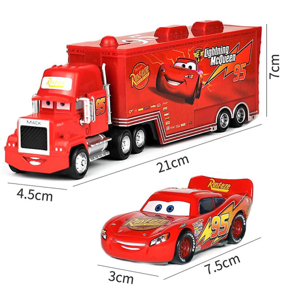 Cars 2/3 Film McQueen Kongen Chick Hicks Mack Lastbil Onkel Lastbil Sportsvogn Legetøjs Sæt Børnefødselsdagsgaver