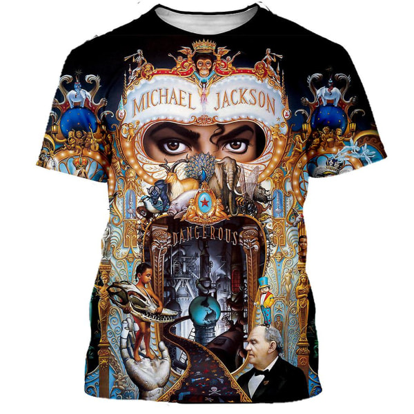 Michael Jackson T-skjorte Herre Kvinner Mote Uformelt 3d-trykte T-skjorter Harajuku Style Oversized T-skjorte Hip Hop Streetwear Topper 4 M