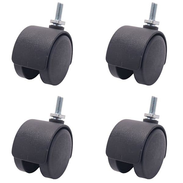 6 mm kierteitetty varsi, 40 mm kaksoispyörä, pyörivä pyörä, musta