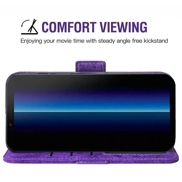 For Sony Xperia 10 III 5G/Xperia 10 III Lite Malerveske Stativdeksel med kortspor Purple