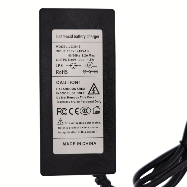 36V 1.5A 3-polet XLR Blybatteri-cykeloplader Elektrisk Scooter E-cykel Rollestol Oplader US