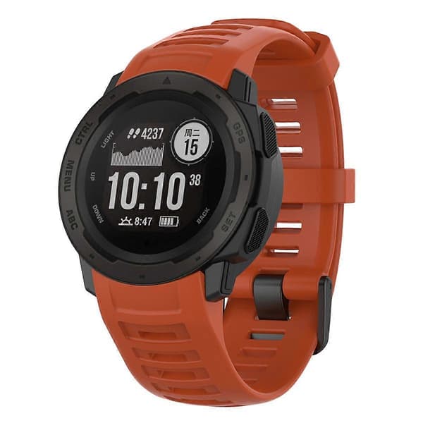 Silikone Urrem til Garmin Instinct Tactical/Instinct Tide/Instinct 2/Instinct Armbånd med Sort Spænde Red