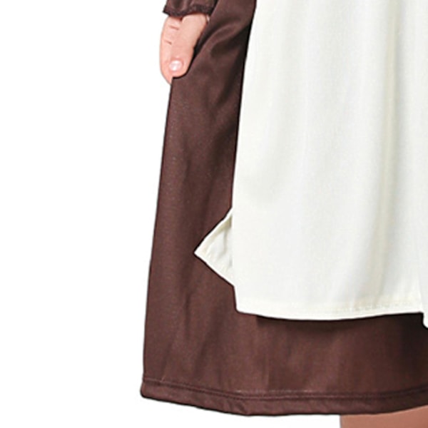 Ny Pigebarn Kostume - Fattig Pige Tjener Forældreløs Fancy Dress Kostume Victorian Fattig Pige Kostume Kjole Brown-beige S