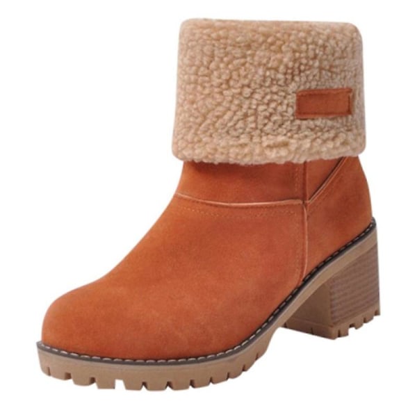 Vinterkomfortable pels varme ankel snestøvler til kvinder Orange 43