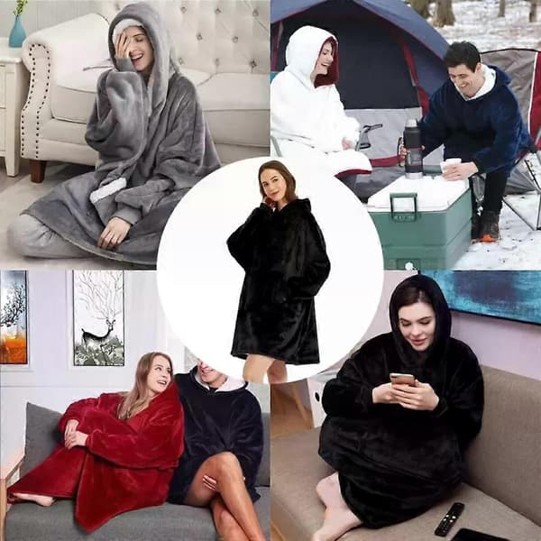 Hettegenserteppe Dame Herre Med Hette Myk Pyjamas