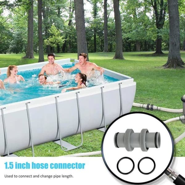 Poolslangskoppling, 38 mm/1,5 tum, 2-vägsadapter för Intex, Bestway och andra poolslangar för ovanmarkspooler.