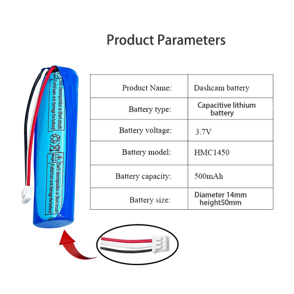 1-2 st 3.7v Litiumbatteri Hmc1450 för 70mai Dash Cam Pro Professionella Tillbehör 500mah Bil Dvr Special Bilinspelare Verktyg