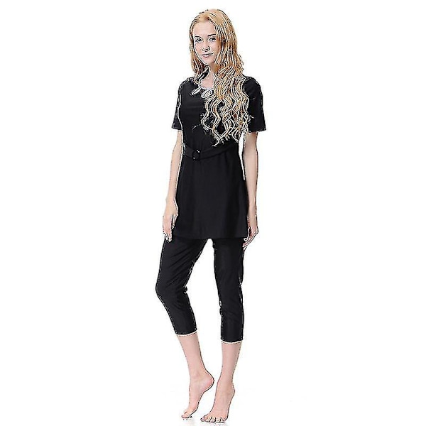 Kvinnors Islamisk Muslimsk Strandbadkläder Blygsam Badkläder Helkroppsburkini Bästa Present Black 2XL