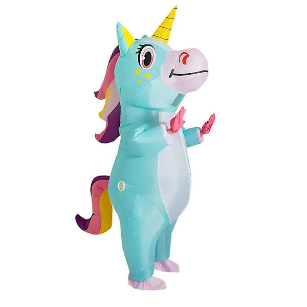 Lilla Unicorn Oppblåsbar Kostyme Voksen Barn Regnbue Halloween Kostymer For Kvinner Menn Voksen Karneval Maskot Jul Cosplay Blå Blue Adult 150-190cm
