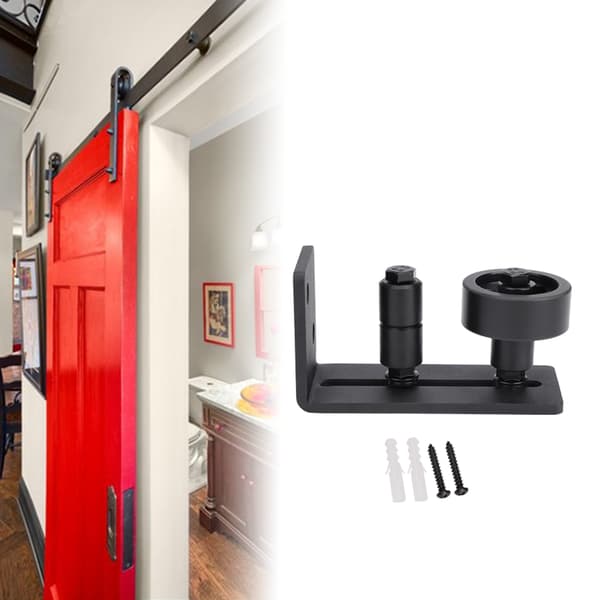 Adjustable Carbon Steel Floor Guide for Sliding Barn Door - Double Roller with a Small Roller