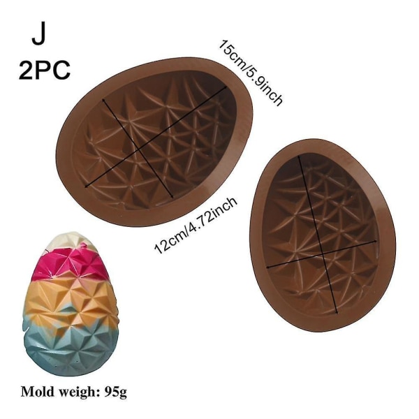 Påskeegg silikonform Stor 3d-knusbar påskeegg-sjokoladeformer til påskepynt Moussekakedessert E