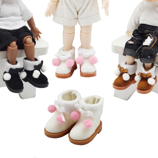 1 par dukkestøvler Komfortabel berøring nuttet stof Sødt udseende Dukke korte støvler til børn Jiyuge Black