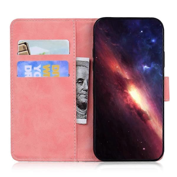 Tiger Præget Læder Etui Til Redmi 14C 4G Pink
