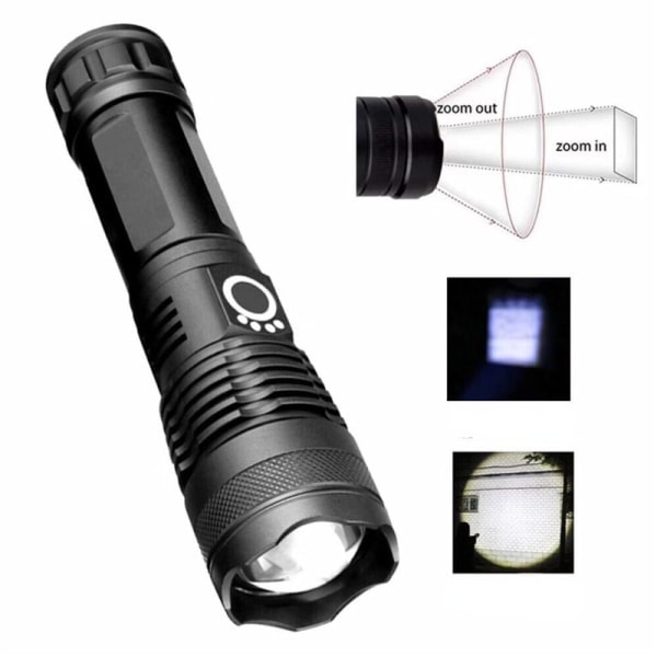 12 000 Lumen Ultra Kraftfull LED Ficklampa, USB Laddningsbar
