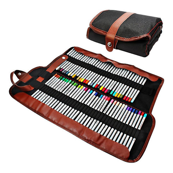 Blyantsholder, 72 Assorterede Farvede Blyanter Organizer, Rulbar Vaskbar Canvas Blyanttaske Til Skole