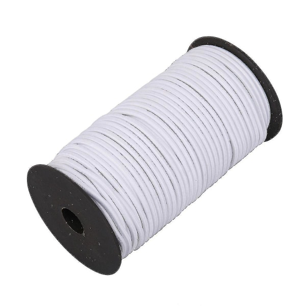 4 mm bredt elastisk bånd, rund elastiksnor White 10m