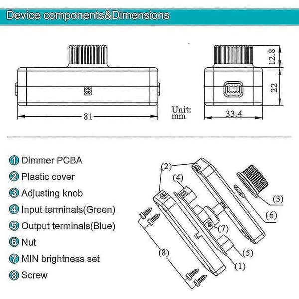 3-100w LED trailing edge lysdæmper (drejelysdæmper), egnet til dæmpbar LED, pære, halogenlampe, 220-240v, CE plug-in switch, sort