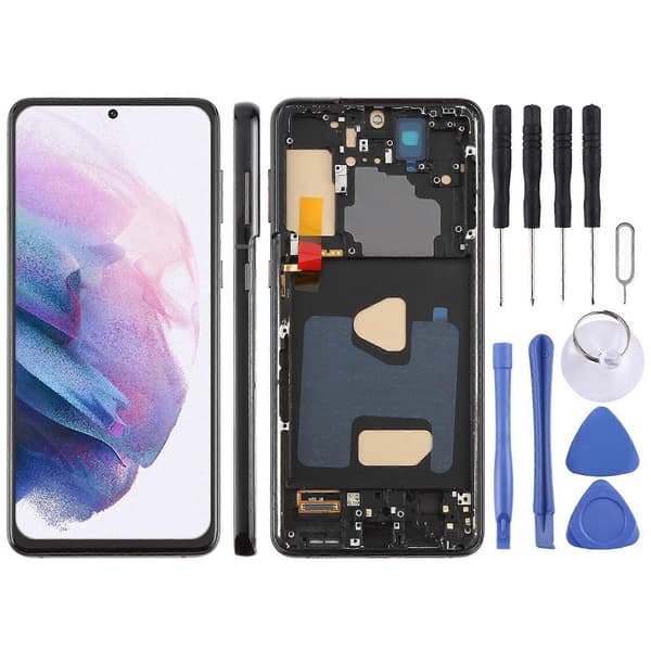 För Samsung Galaxy S21+ SM-G996B 6,58 tums TFT LCD-skärm Digitizer komplett montering med ram, stöder inte fingeravtrycksidentifiering Black