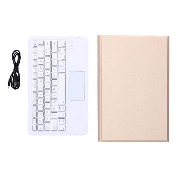 Wireless Keyboard Detachable Durable Computer Accessory with Faux Leather Case Gold