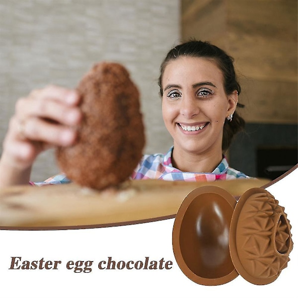 Påskägg Silikonform Stor 3D Brytbar Påskägg Chokladformar För Påskdekorationer Moussekaka Dessert D